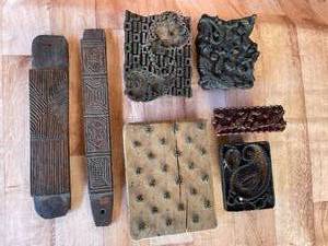 lot 264 image: Two Korean Duk Rice Presses & Indonesian Batik Stamps