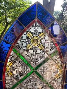 lot 274 image: Stunning Large Stained Glass Window With Wooden Frame