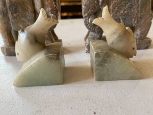 lot 284 image: Marble Elephant and Fish Book Ends