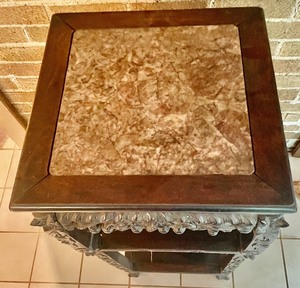 lot 323 image: Vintage Table with Marble Insert on Top
