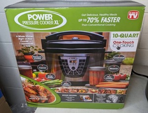 lot 519 image: Power Pressure Cooker XL XL 10-Quart Electric Pressure, Slow, Rice Cooker, Steamer & More, 7 One-Touch Programs, Silver