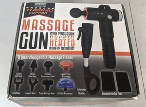 lot 547 image: Prosage Thermo Percussion Massage Gun with Dual Warm-Up Technology - Massage Gun with 8 Heads HotCold Muscle Recovery Inflammation Pain Relief Massage Gun with Light