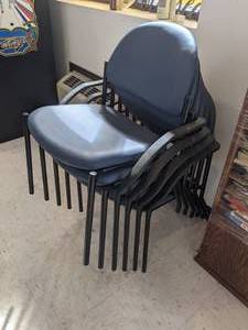 lot 370 image: Set of (6) Blue Stackable Chairs 