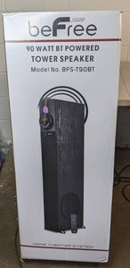 lot 540 image: beFree Bluetooth Tower Speaker BFS-T90BT w Phone Dock Remote USB SD FM Radio