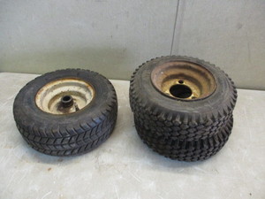 lot 26 image: Tires and Wheels (1) 13 x 5-6 (2) 4.10 x 3.50-6