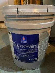 lot 47 image: Sherwin williams 5 gal bucket of paint Brand new, never opened, never frozen interior