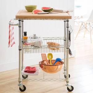 lot 55 image: Trinity Pro Ecosmart Bamboo top kitchen cart brand new