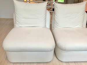 lot 10 image: Pair of Contemporary Oversized Upholstered Armless Chairs by Menage