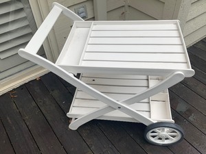 lot 18 image: Outdoor Patio Two Tiered Serving Cart & Matching Side Table