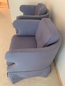 lot 33 image: Pair of Vintage Upholstered Chairs in Lavender