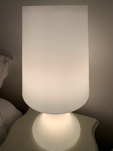lot 65 image: Retro Italian Frosted Glass Mushroom Lamp by the Laurel Lamp Co