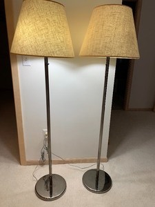 lot 62A image: Pair of Quality Silver Tone Floor Lamps