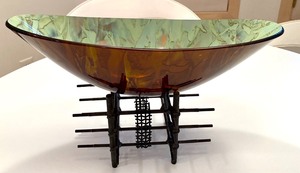 lot 84 image: Stunning Artist Created Art Glass Vessel on Stand