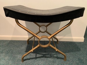lot 102 image: Vintage Curved Seat Bench