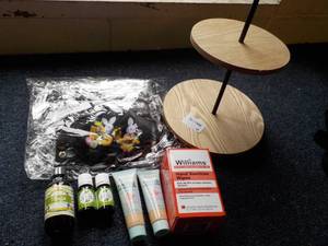 lot 211 image: Tiered Lazy Susan, Essentials Oils,...
