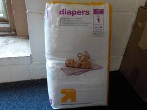 lot 237 image: Up and Up size 1 bag of Diapers 44...