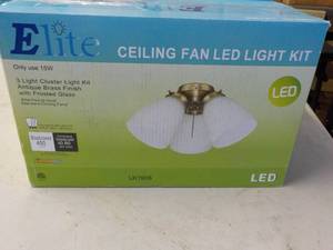 lot 301 image: 3 Elite Ceiling Fan LED Light Kits...