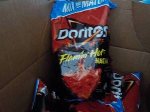 lot 375 image: 4 Large Bags Doritos Flamin Hot Chi...