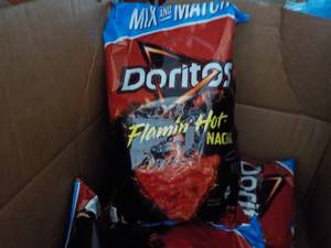 lot 376 image: 4 Large Bags Doritos Flamin Hot Chi...