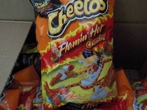 lot 404 image: Case of 10 Large Bags Cheetos Flami...