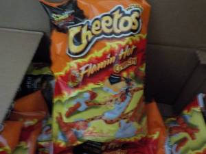 lot 405 image: Case of 10 Large Bags Cheetos Flami...