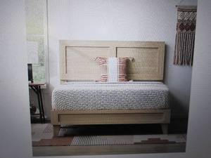 lot 22 image: double frame wood platform bed open...