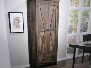 lot 53 image: 30 inch wood storage cabinet some l...