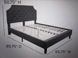 lot 84 image: queen upholstered platform bed open...