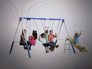 lot 130 image: play all day swing set open box nee...