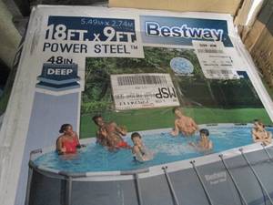 lot 154 image: bestway 18 foot x 9 foot power stee...
