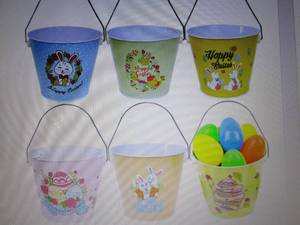 lot 317 image: Joyin Easter Steel Buckets, 6 Pcs o...