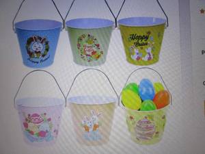 lot 318 image: Joyin Easter Steel Buckets, 6 Pcs o...