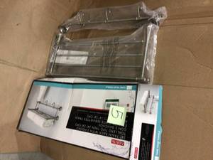 lot 5 image: Delta 24 in. W Towel Shelf with 3-Towel Hooks in Brushed Nickel Customer Returns See Pictures