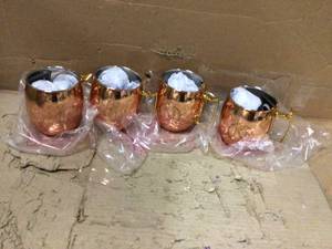 lot 8 image: Monogram N 16 oz. Solid Copper Moscow Mule Mugs (Set of 4) Customer Returns See Pictures