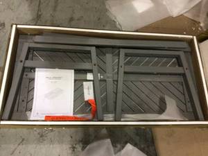 lot 15 image: Walker Edison OW42VINCTGW Outdoor Chevron Coffee Table - Grey Wash Customer Returns See Pictures