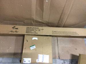 lot 27 image: 9 ft. Market Outdoor Patio Umbrella with Push Button Tilt and Crank in Beige Customer Returns See Pictures