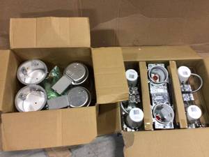 lot 66 image: Commercial Electric 4 in. White Recessed Non-IC New Construction Housing (6-Pack) Customer Returns See Pictures