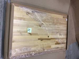 lot 76 image: HARDWOOD REFLECTIONS Birch 4 ft. L x 30 in. D x 1.5 in. T Butcher Block Desktop Countertop in Clear UV Stain Customer Returns See Pictures