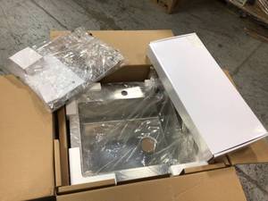 lot 103 image: Tight Radius All-in-One Drop-InUndermount Stainless Steel 25 in. Single Bowl Kitchen Sink with Spring Neck Faucet by Glacier Bay