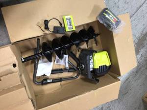 lot 106 image: 40V HP Brushless Cordless Earth Auger with 8 in. Bit with 4.0 Ah Battery and Charger by RYOBI