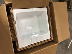 lot 112 image: Josephine Quick-Fit Drop-in Farmhouse Fireclay 25.85 in. 3-Hole Single Bowl Kitchen Sink in Crisp White by SINKOLOGY
