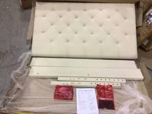 Brookside Tara Cream Queen Square Tufted Upholstered Head Board Bed Customer Returns See Pictures&nbsp