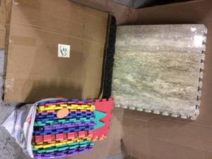 BrownTravertine 24 in. x 24 in. x 0.47 in. Wood All Purpose Flooring (4-Pack) Customer Returns See Pictures&nbsp