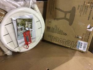 Mix and Match 18 in. White Round Metal Outdoor Patio Accent Table Customer Returns See Pictures&nbsp