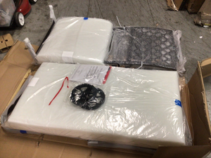 Laurel Oaks Brown Steel Outdoor Patio Chaise Lounge with Sunbrella Denim Blue Cushions by Hampton Bay