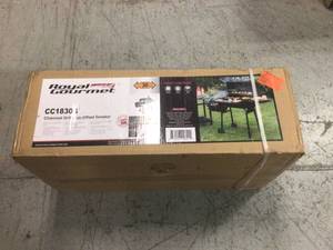 Charcoal Grill in Black with Offset Smoker and Side Table by Royal Gourmet