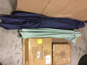 Pure Garden 50-LG1045 Half Round Patio Umbrella with Easy Crank 9 ft Dusty Green Customer Returns See Pictures&nbsp