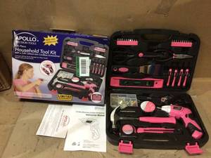 Apollo Tools 135pc Household Tool Kit DT0773N1 Pink Customer Returns See Pictures&nbsp