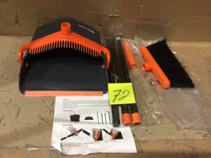 Simpli-Magic 79194 Lobby Broom with Dustpan, BlackOrange Customer Returns See Pictures&nbsp