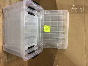 Stack and Pull Storage Tote in Pearl with Black Buckle (3-Pack) Customer Returns See Pictures&nbsp